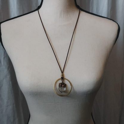 Handmade Quartz Point Necklace in Copper and Brass Energy Healing - Blackbird & Sage Jewelry