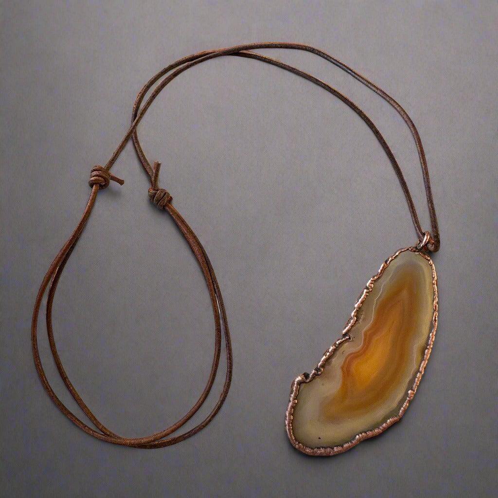 Red Agate Slice Necklace | Handmade Boho Copper Jewelry - Blackbird & Sage Jewelry