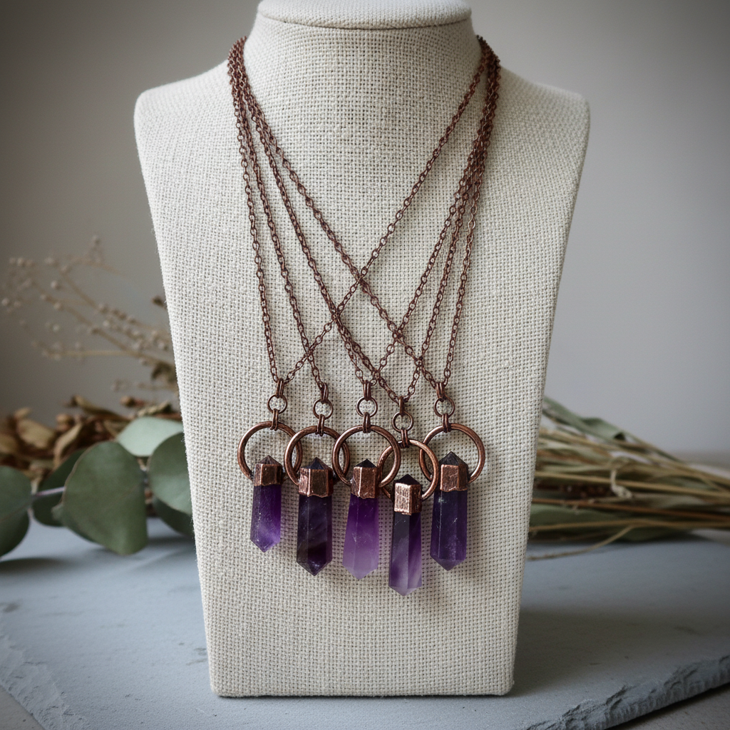 Amethyst Necklace Bust Full Slate