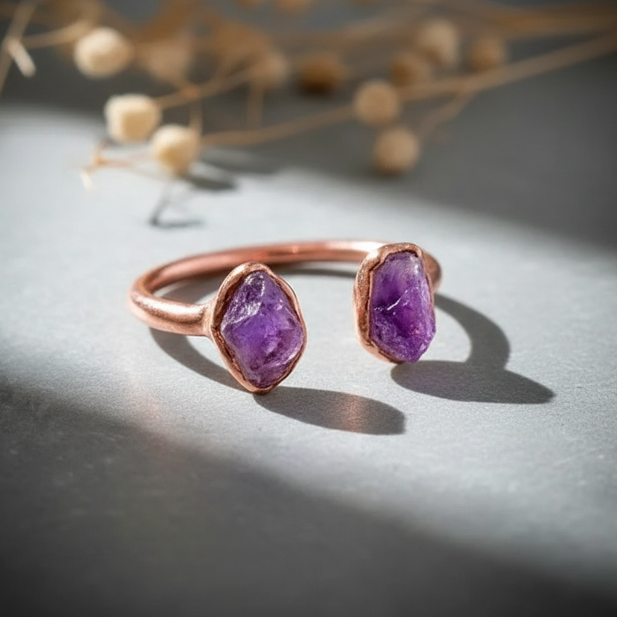 Amethyst Open Ring Elevated Slate