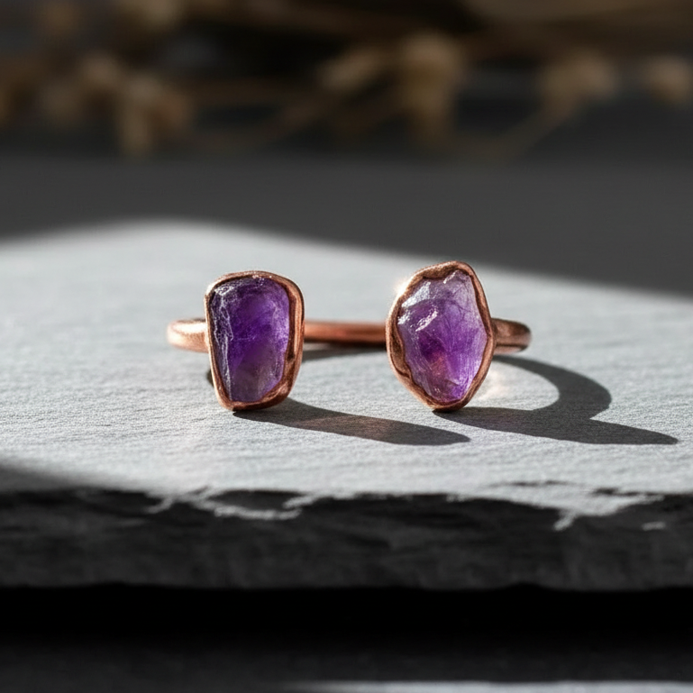 Amethyst Open Ring Front Slate