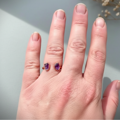 Amethyst Open Ring Hand Wide Slate
