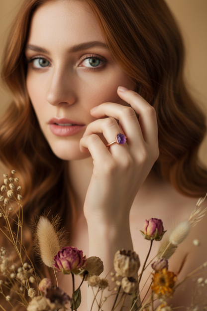Amethyst Open Ring Model Shot