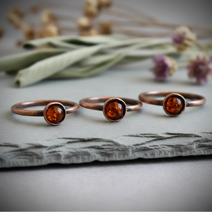 Antique Copper Amber Rings Fan Shot