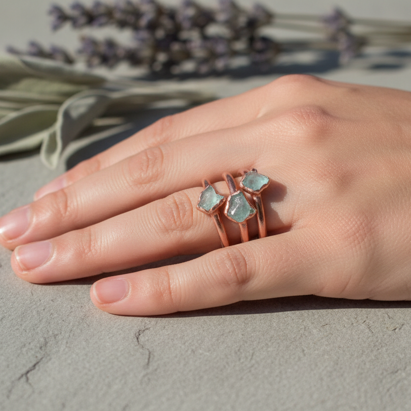 Aquamarine Ring Hand Shot