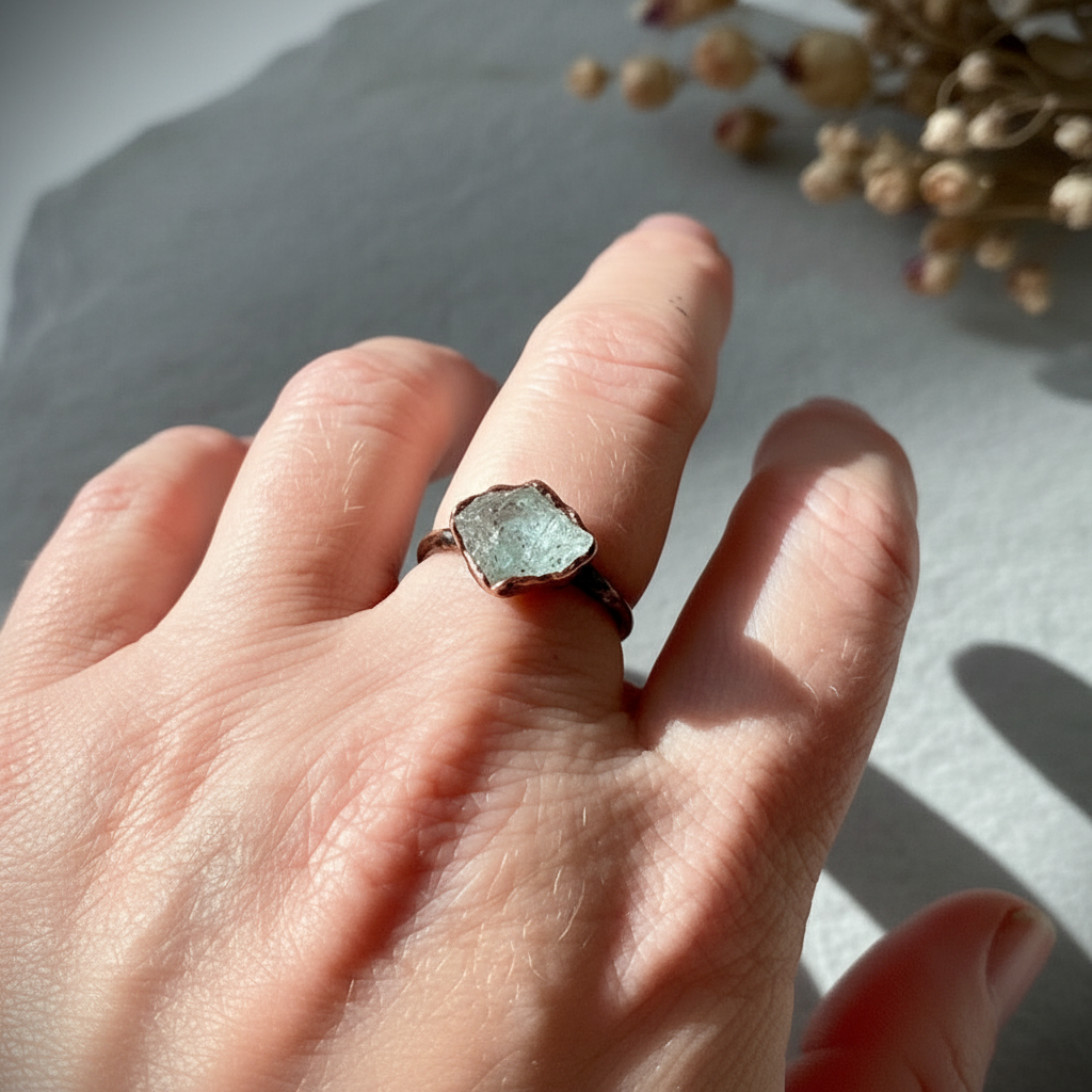 Aquamarine Ring Hand Slate