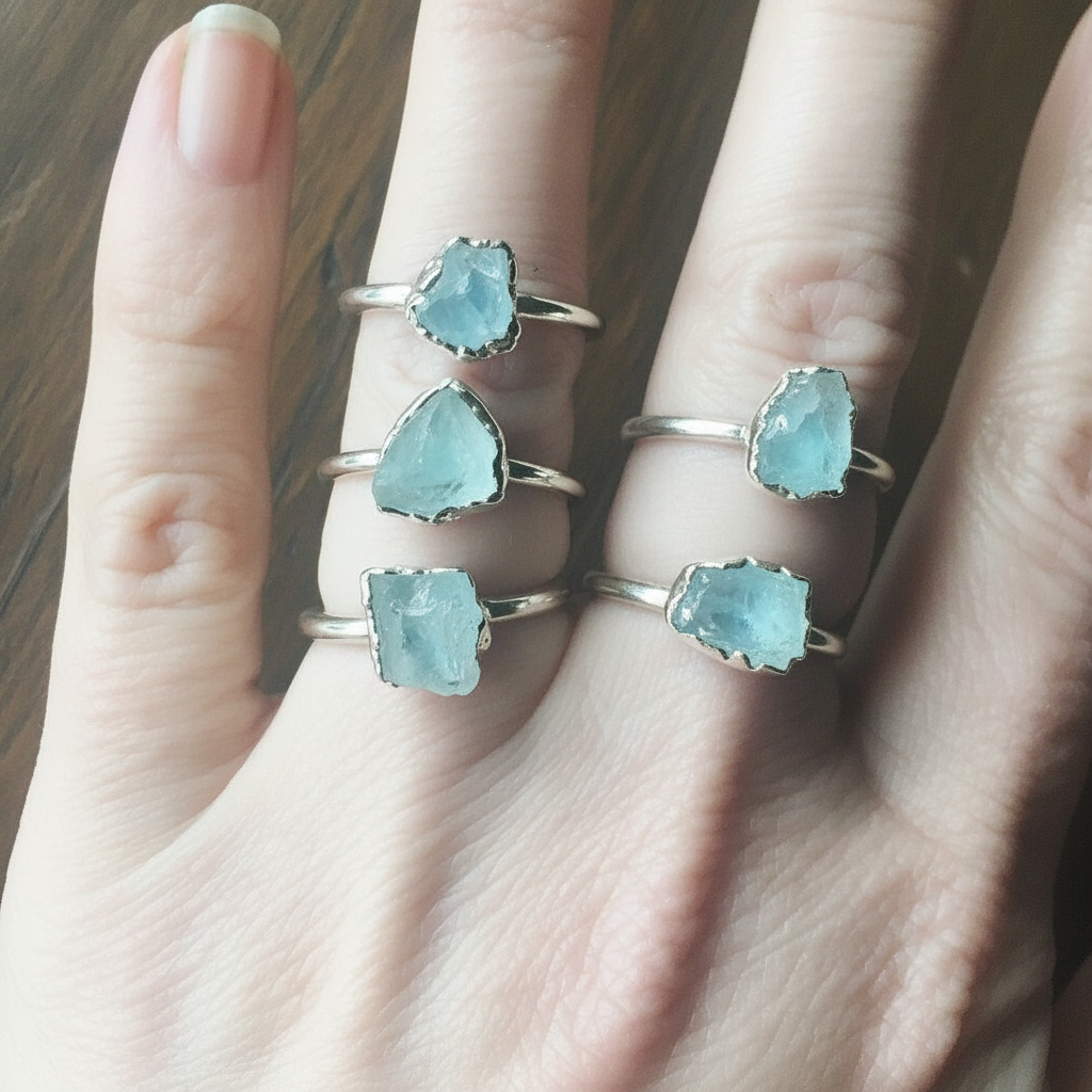 Aquamarine Silver Multi Hand