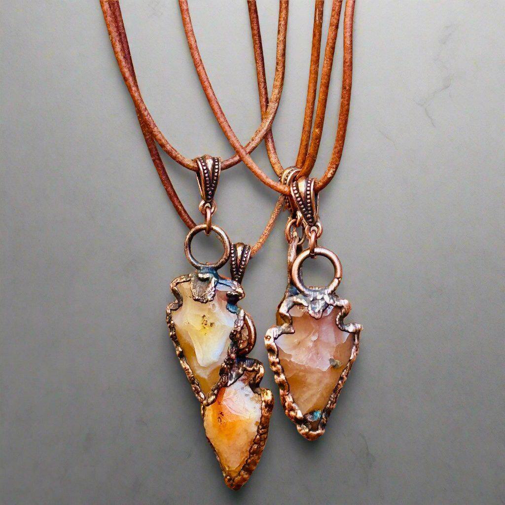 Handmade Carnelian Arrowhead Necklace - Adjustable and Unique - Blackbird & Sage Jewelry