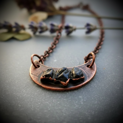 Black Tourmaline Crescent Moon Necklace Close-Up