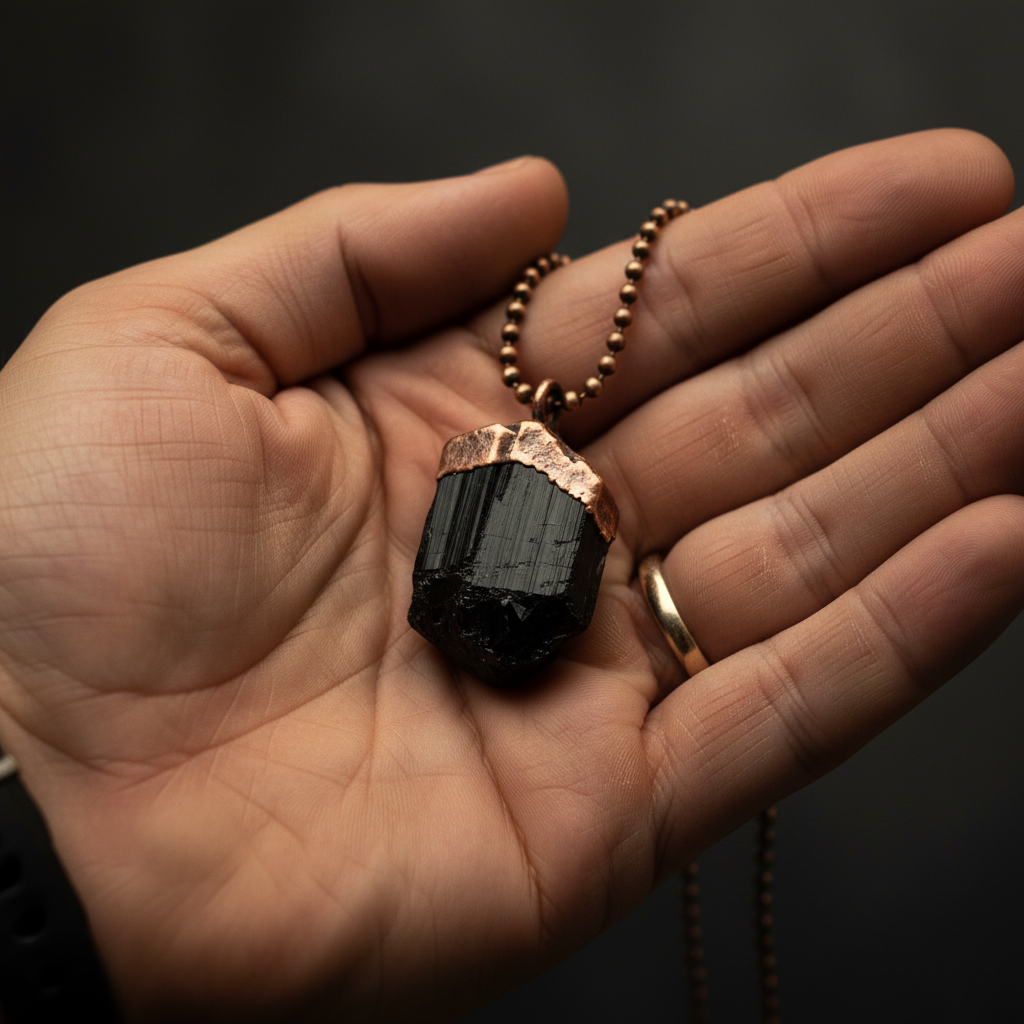 Black Tourmaline Hand Shot