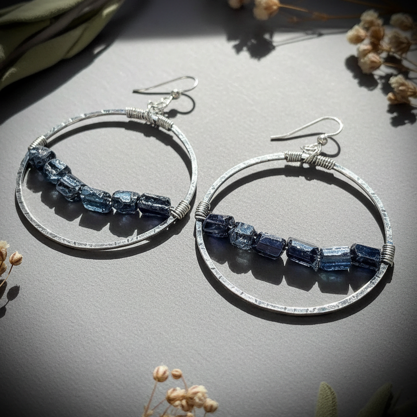 Black Tourmaline Hoop Earrings — Hero Brand Shot