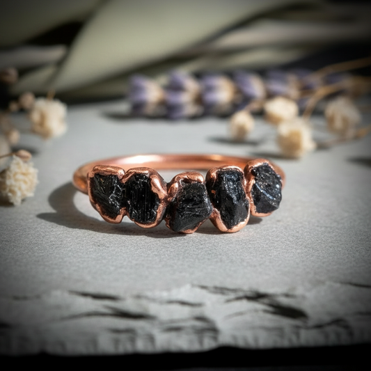 Black Tourmaline Multistone Ring Hero Flat Lay