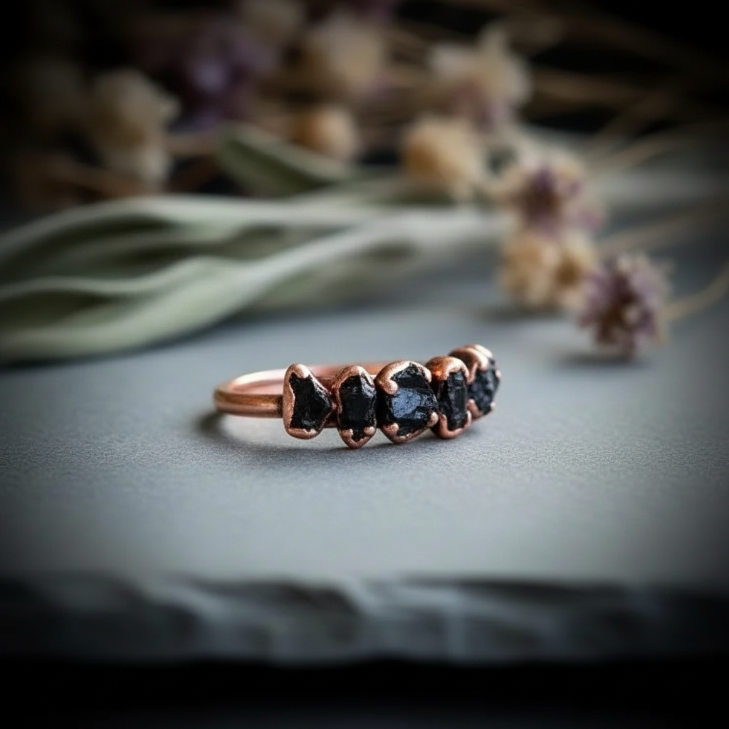 Black Tourmaline Multistone Ring Second Angle