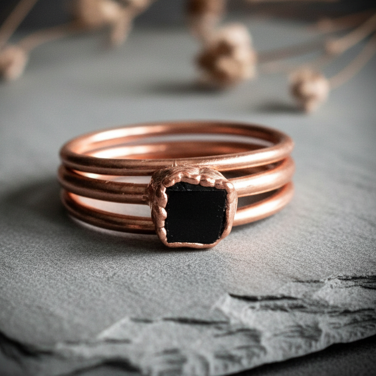 Black Tourmaline Stack Set Slate 2
