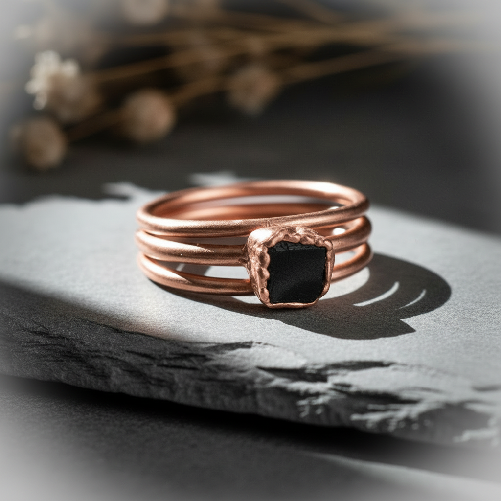 Black Tourmaline Stacked Slate Edge Softened