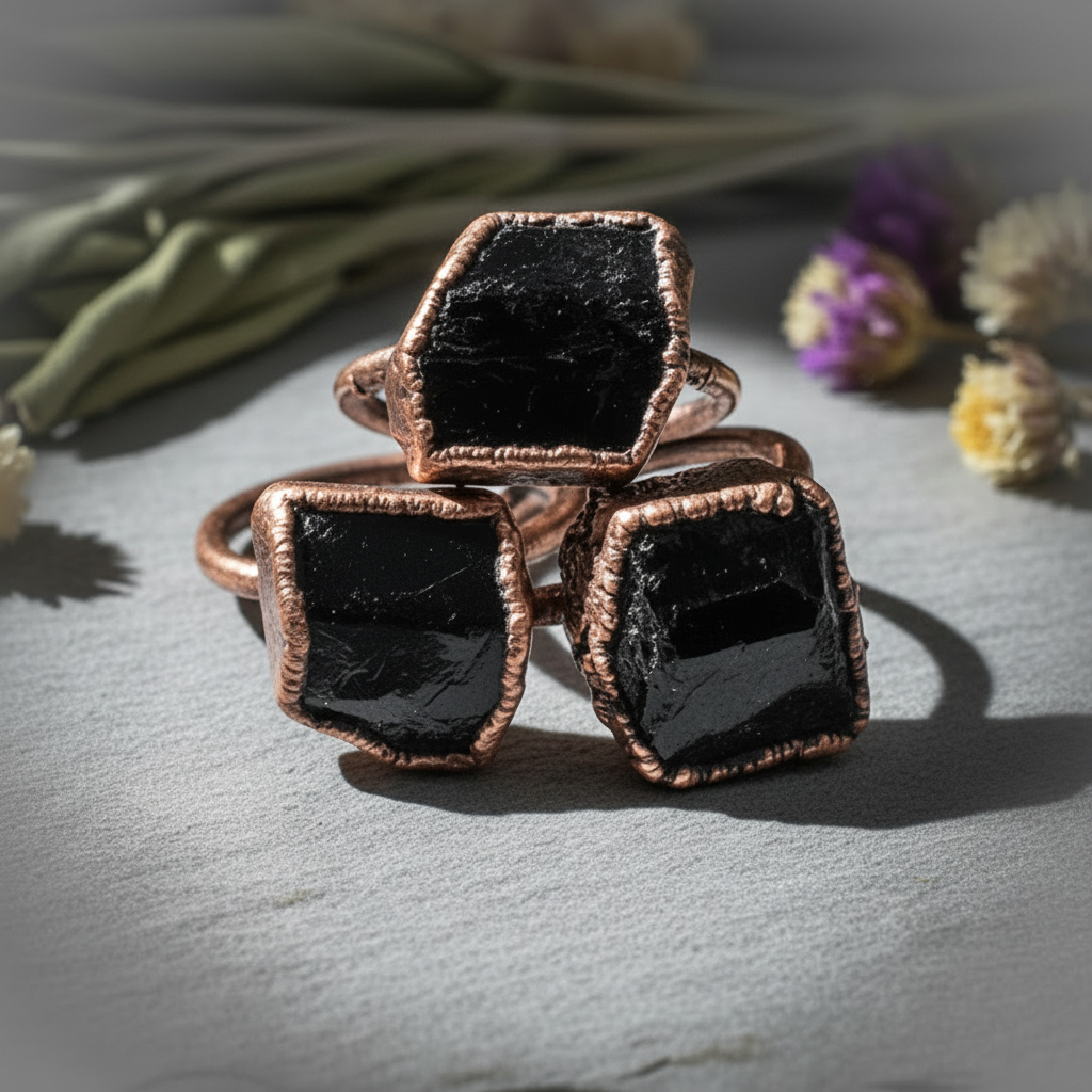 Black Tourmaline Triangle Lightened