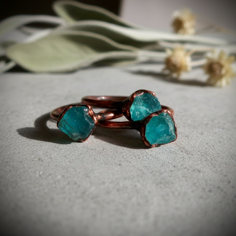 Blue Apatite Ring Antique Copper Hero