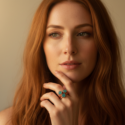 Blue Apatite Ring Model Shot