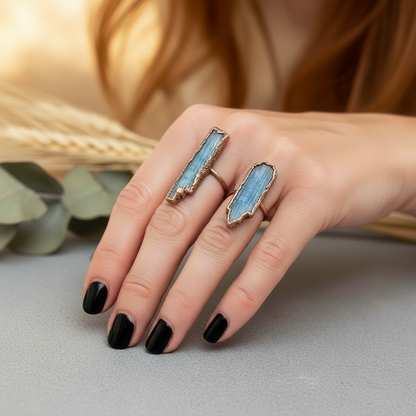 Blue Kyanite Hand Shot - Middle and Ring Finger Only