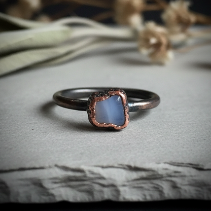 Blue Lace Agate Ring Antique Copper