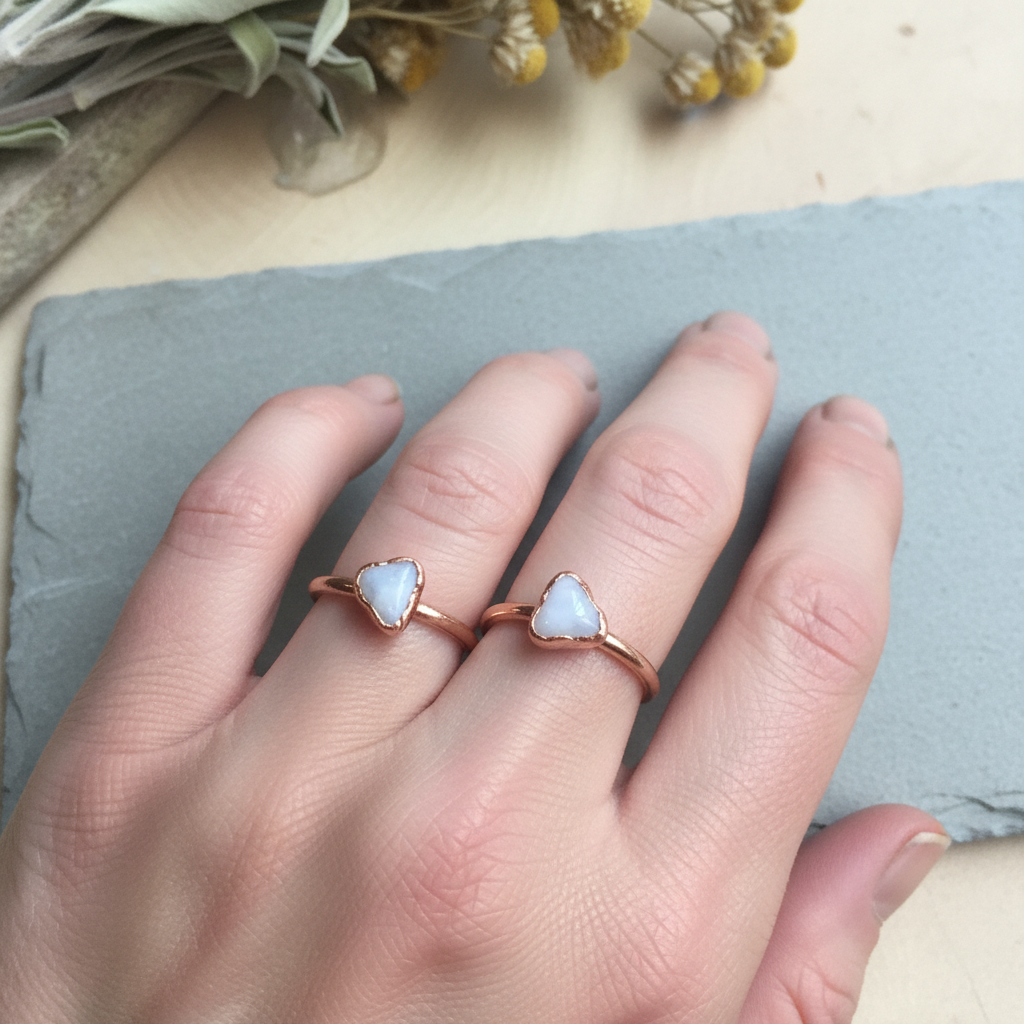 Blue Lace Agate Ring Hand Shot 2