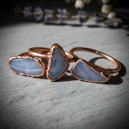 Blue Lace Agate Rings Detail