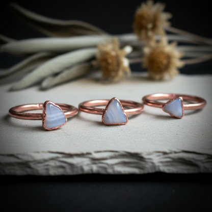 Blue Lace Agate Rings Fanned Row