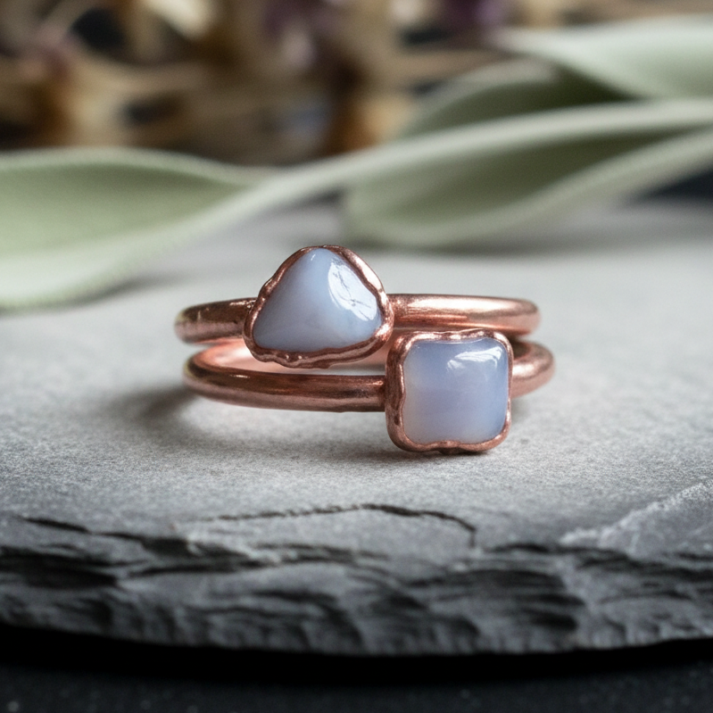 Blue Lace Agate Rings Stacked