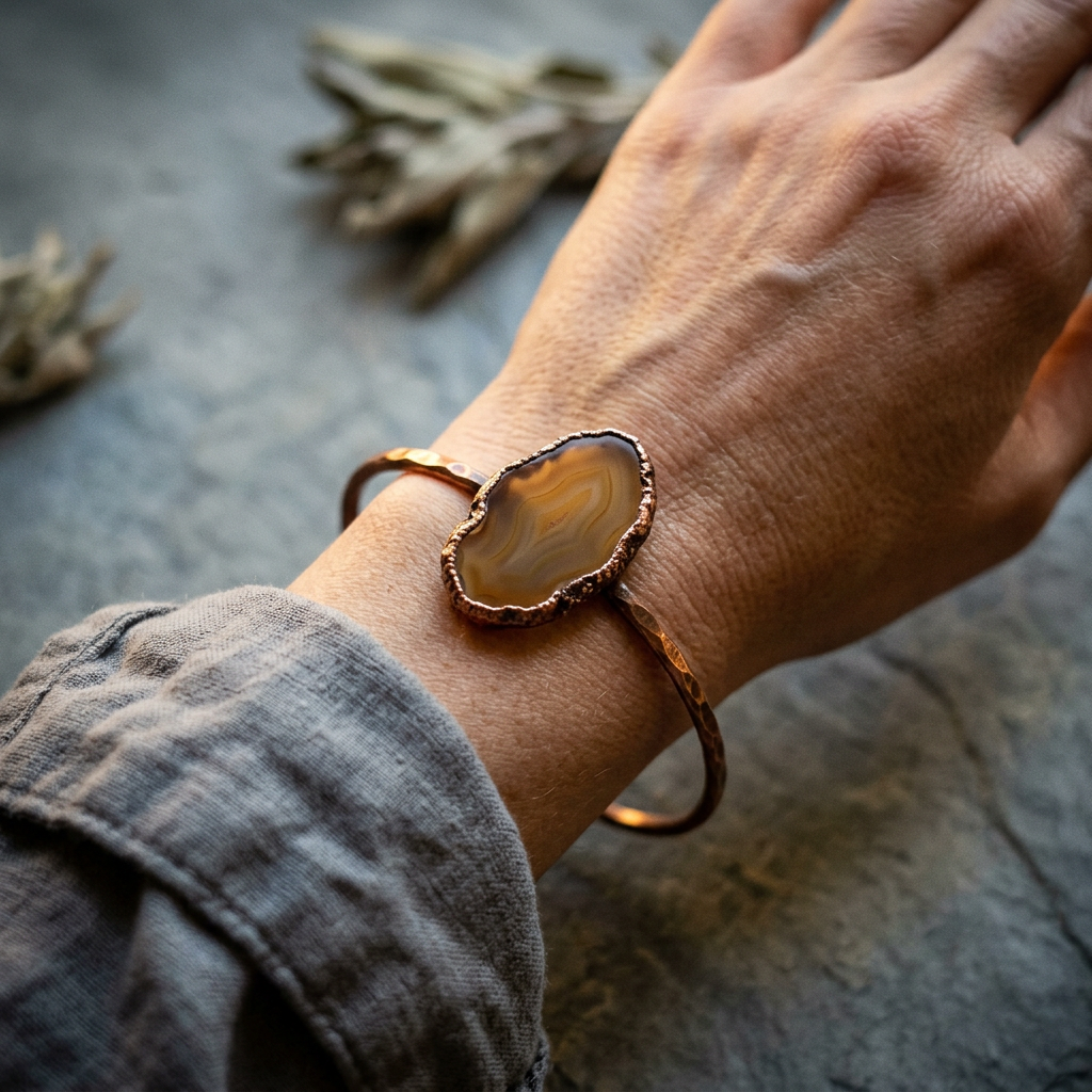 Brazilian agate bangle wrist concept