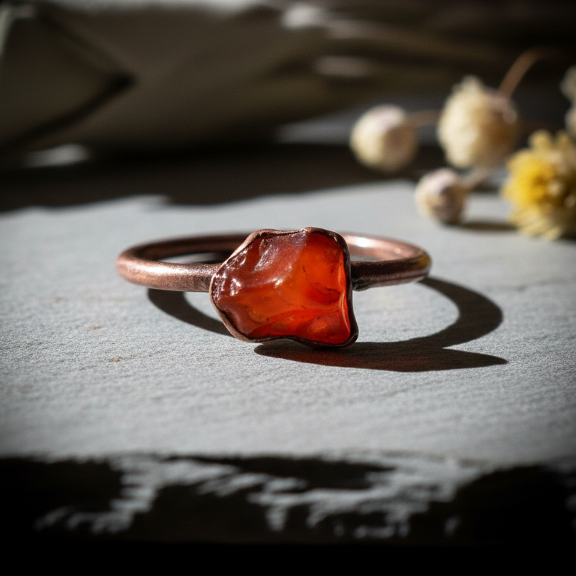 Bright Copper Carnelian Ring Hero