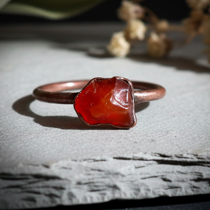 Bright Copper Raw Carnelian Ring Hero
