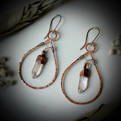 Bronze Quartz Teardrop Hoops — Hero Dramatic