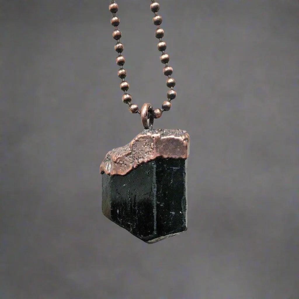 Handmade Raw Black Tourmaline Statement Necklace Design - Blackbird & Sage Jewelry