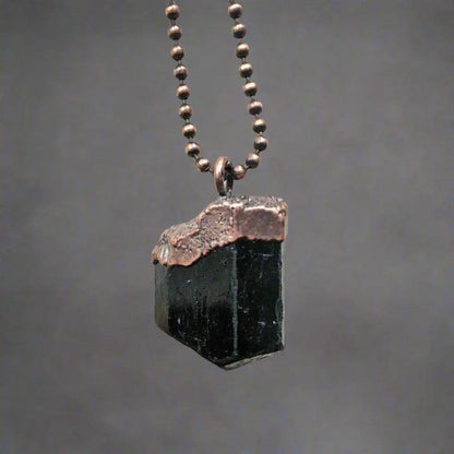 Handmade Raw Black Tourmaline Statement Necklace Design - Blackbird & Sage Jewelry