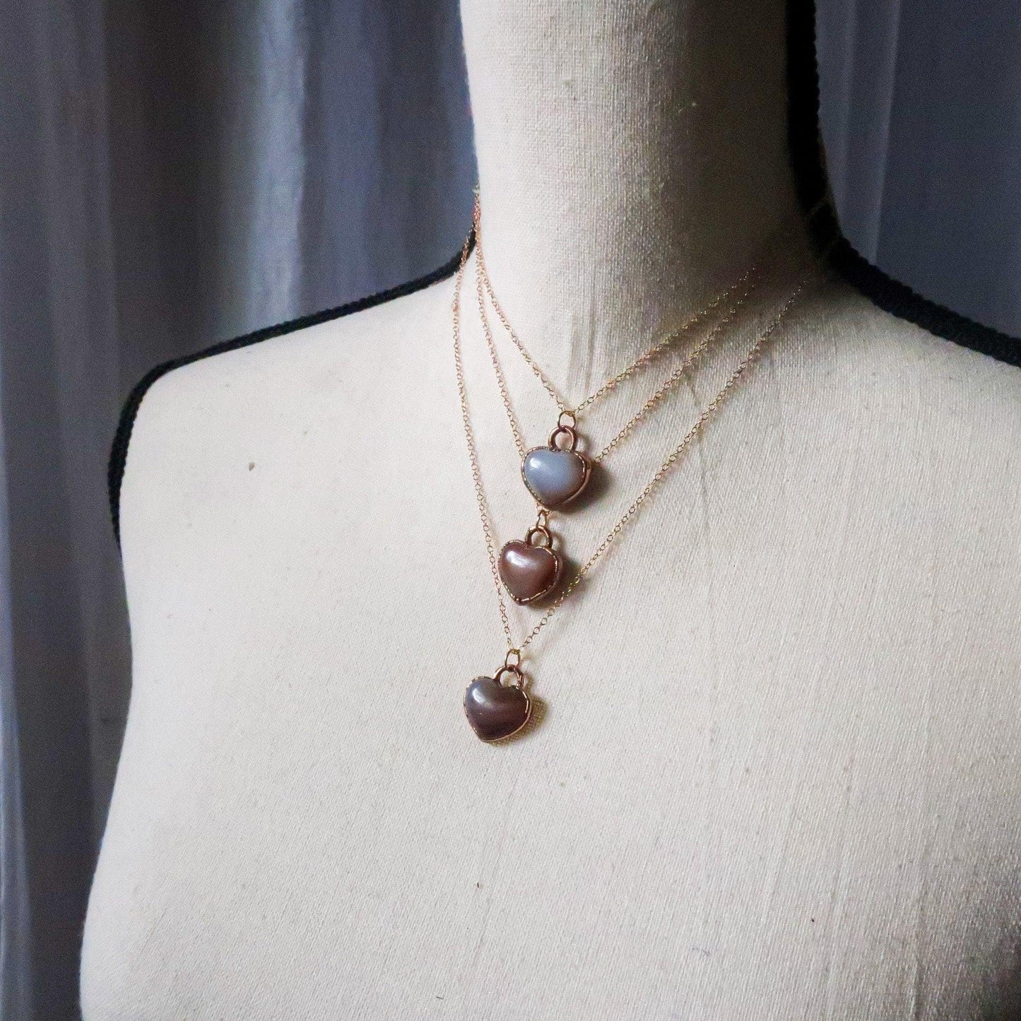 Unique Carnelian Heart Necklace with Rose Gold Chain - Blackbird & Sage Jewelry