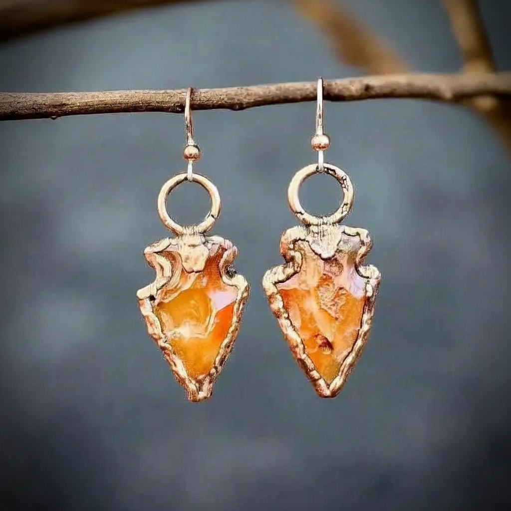 Carnelian Arrowhead Earrings Branch Shot