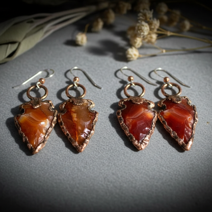 Carnelian Arrowhead Earrings Color Variation