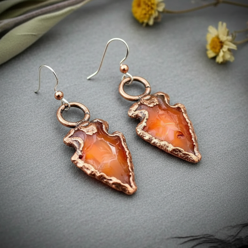 Carnelian Arrowhead Earrings Hero