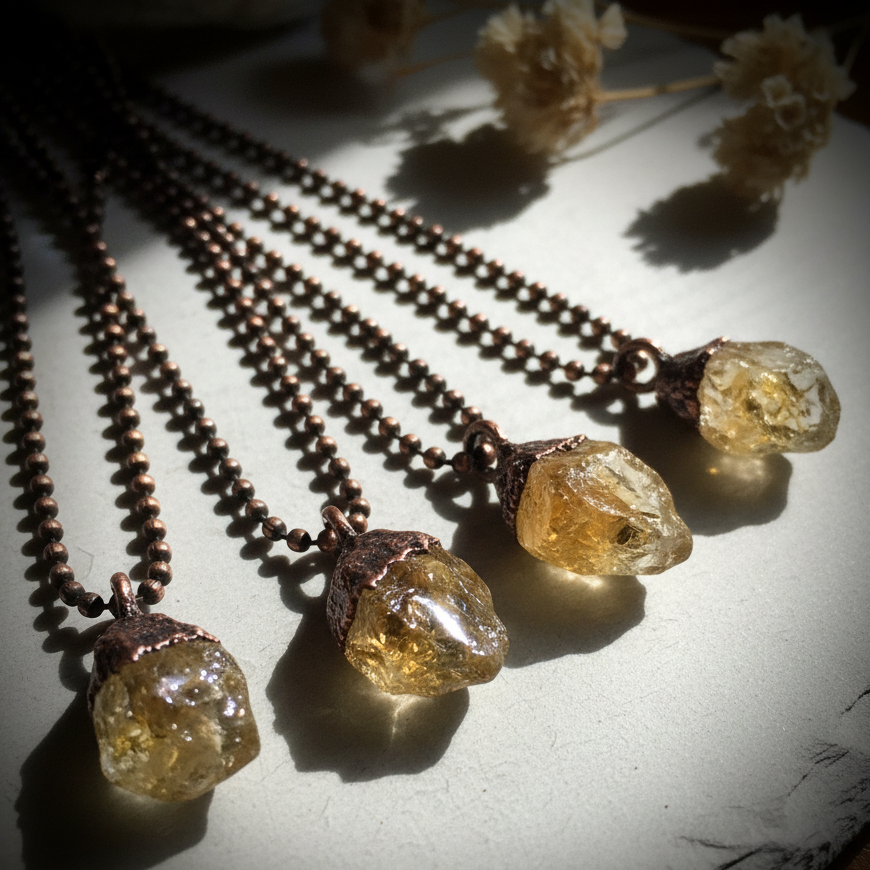 Citrine Ball Chain Necklace – Flat Lay v3