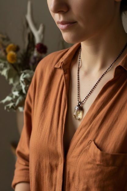 Citrine Ball Chain Necklace – Model Shot v2