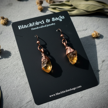 Citrine Earrings Flat Lay Lightened