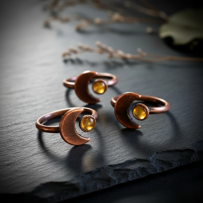 Citrine Moon Ring - Cluster