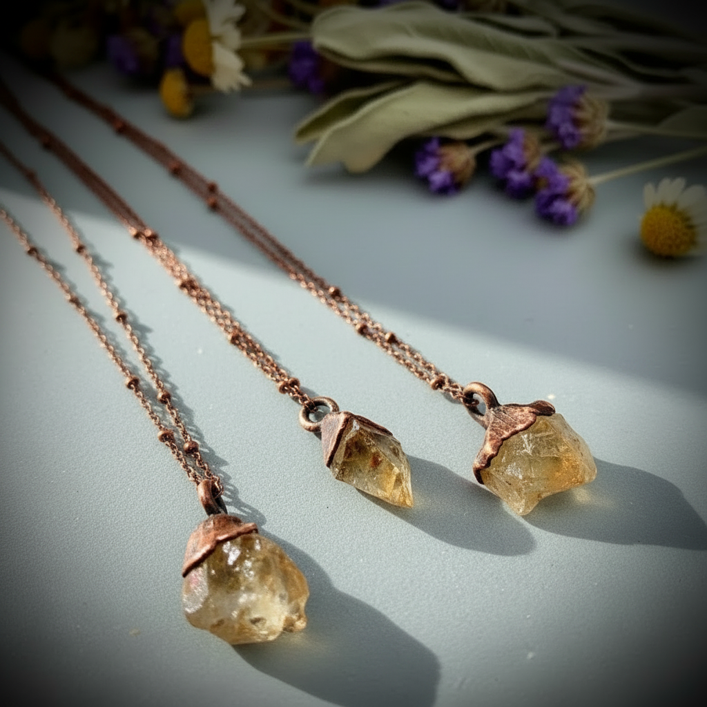 Citrine Necklace – Antique Copper