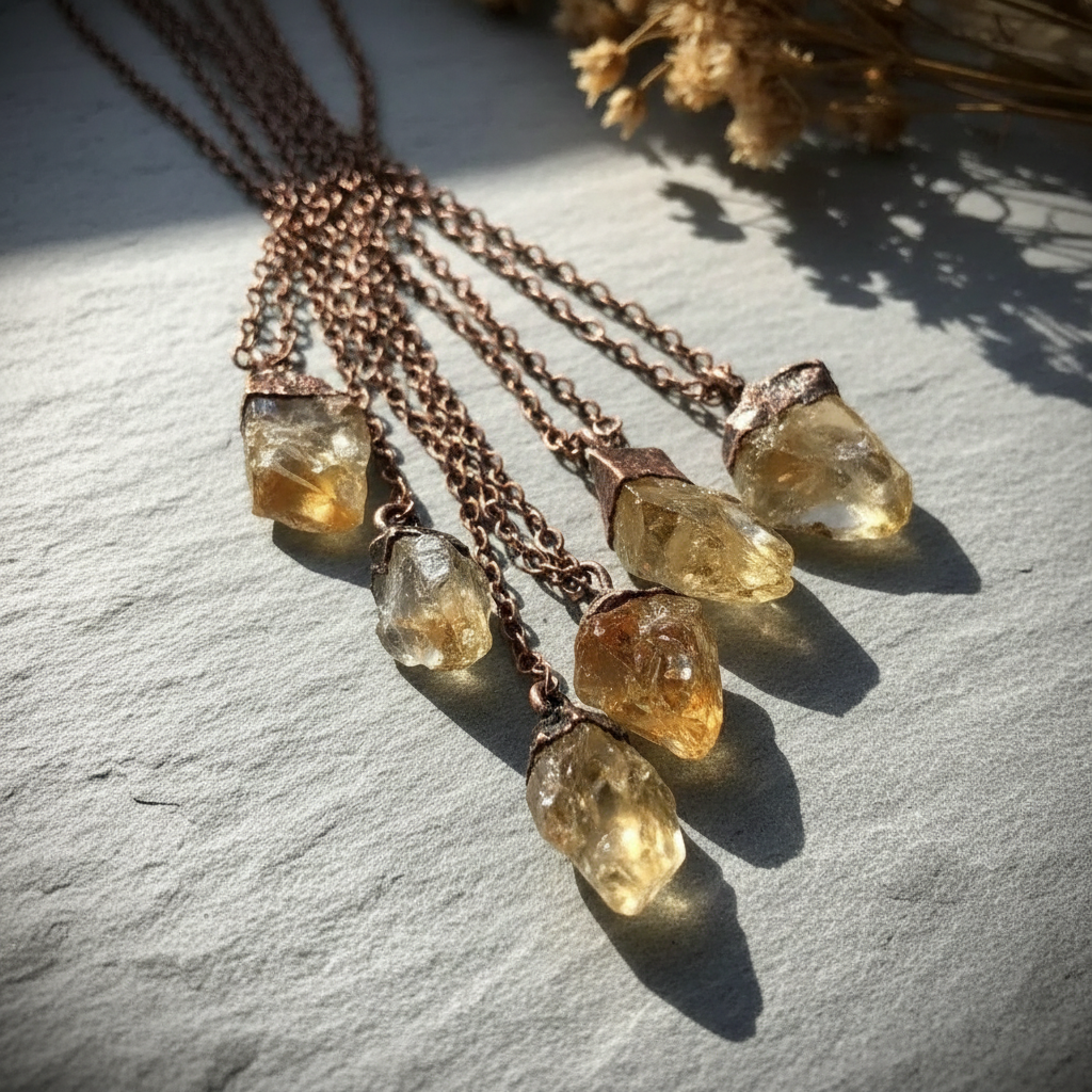 Citrine Necklace Flat Lay Slate