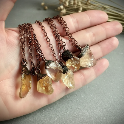 Citrine Necklace Hand Cup Slate
