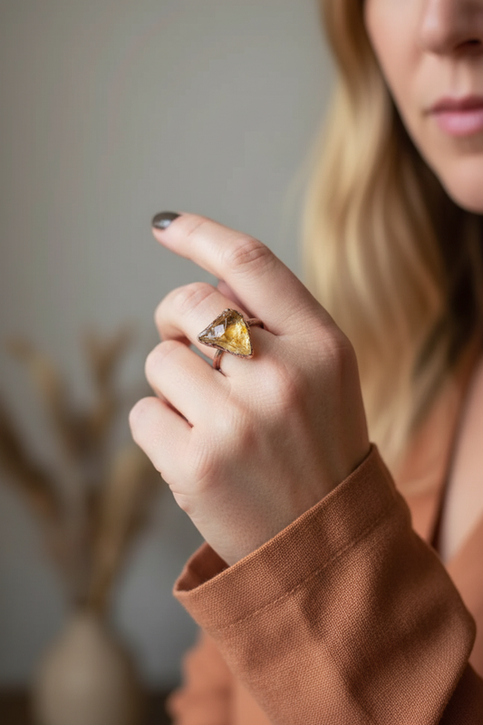 Citrine Ring – Model Shot