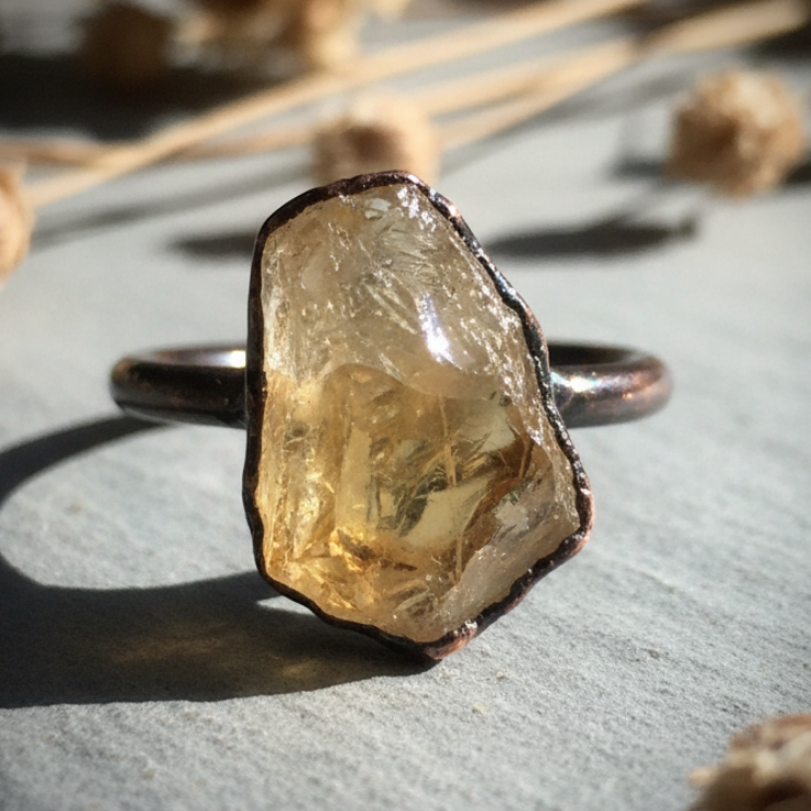 Citrine Statement Ring – Close Up Dark