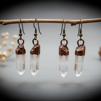 Clear Quartz Point Earrings — Branch Scene