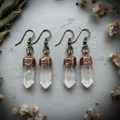 Clear Quartz Point Earrings — Hero
