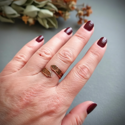 Copper Arrow Bypass Ring Hand Shot